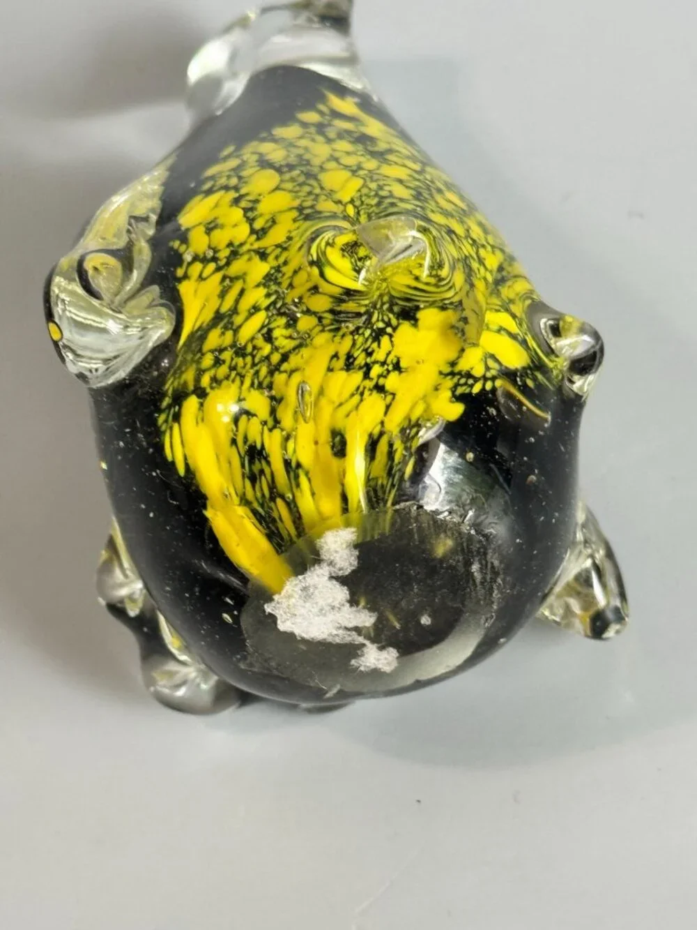 Vintage Art Glass Penguin Paperweight Black Yellow Controlled Bubble 4 1/2" - Picture 10 of 11